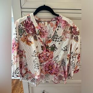 Anthropologie crop floral blouse
